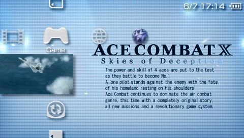 Ace Combat X: Skies of Deception (PSP) screenshot: Game UMD in PSP XMB