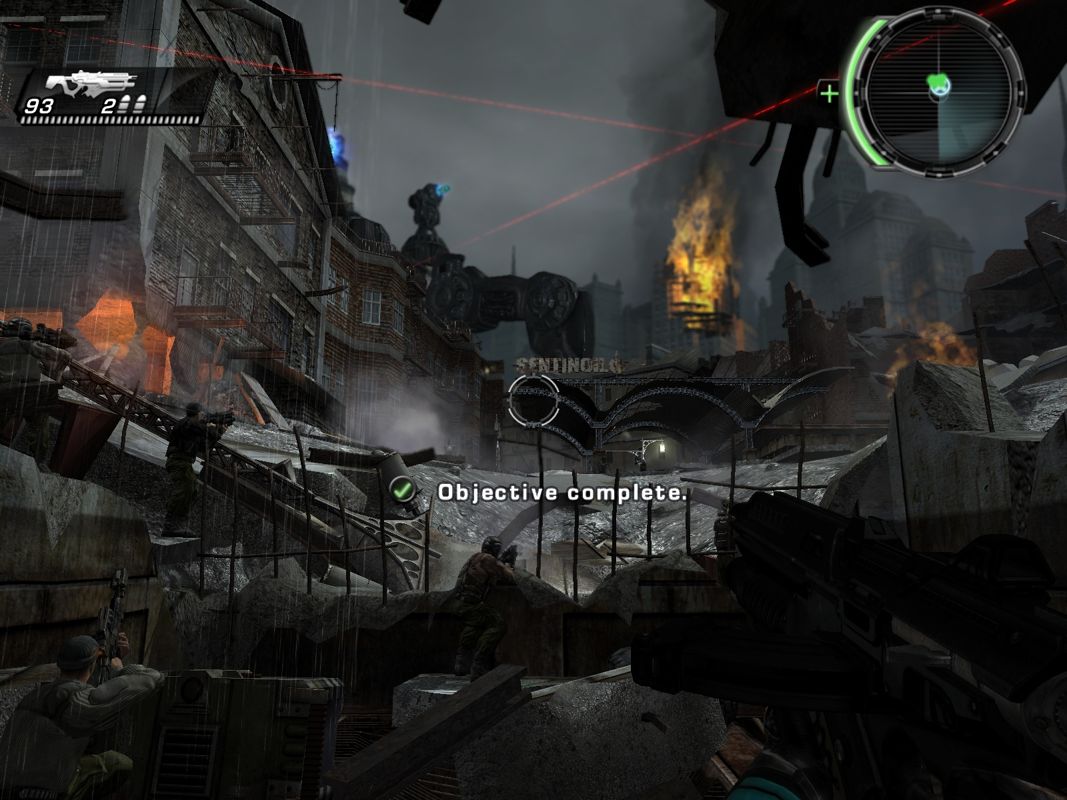 TimeShift (Windows) screenshot: The red lines indicate snipers in the area.