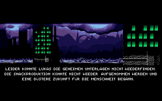 Bi-Fi Roll: Snack Zone (DOS) screenshot: Apocalyptic "Game Over" screen