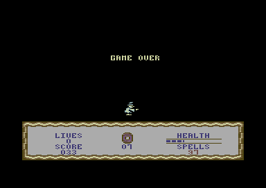 Wizard Willy (Commodore 64) screenshot: I lost all my lives. Game over.
