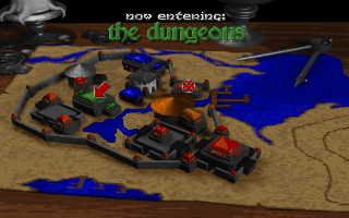 Heretic (DOS) screenshot: Episode map, similar to that from <i>Doom</i>.