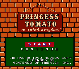 Princess Tomato in the Salad Kingdom (NES) screenshot: Title screen