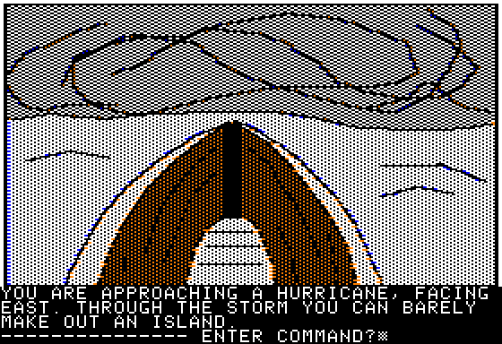 Hi-Res Adventure #4: Ulysses and the Golden Fleece (Apple II) screenshot: Oh uh, a storm at sea?