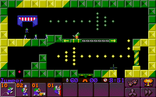 Lemmings 2: The Tribes (Atari ST) screenshot: Circus lemmings.