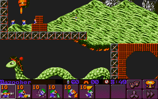 Lemmings 2: The Tribes (Atari ST) screenshot: Highland lemmings.