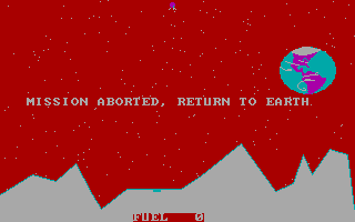 Space Battles (DOS) screenshot: Moon Lander - ran out of fuel so the mission is aborted