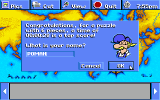 Electric Jigsaw (DOS) screenshot: Congratulations on getting a score (VGA)