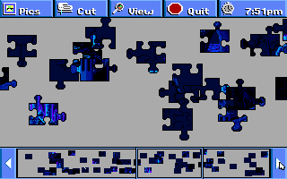 Electric Jigsaw (DOS) screenshot: Castle picture is cut (VGA)