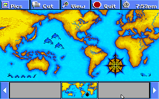Electric Jigsaw (DOS) screenshot: World Map picture is examined (VGA)