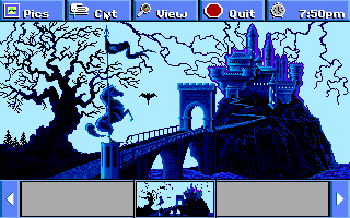 Electric Jigsaw (DOS) screenshot: Castle picture is examined (VGA)