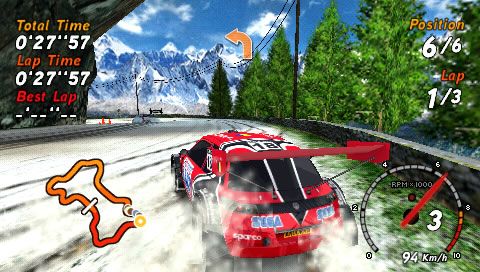 SEGA Rally Revo (PSP) screenshot: A SEGA-branded car