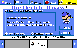Electric Jigsaw (DOS) screenshot: About the game (VGA)