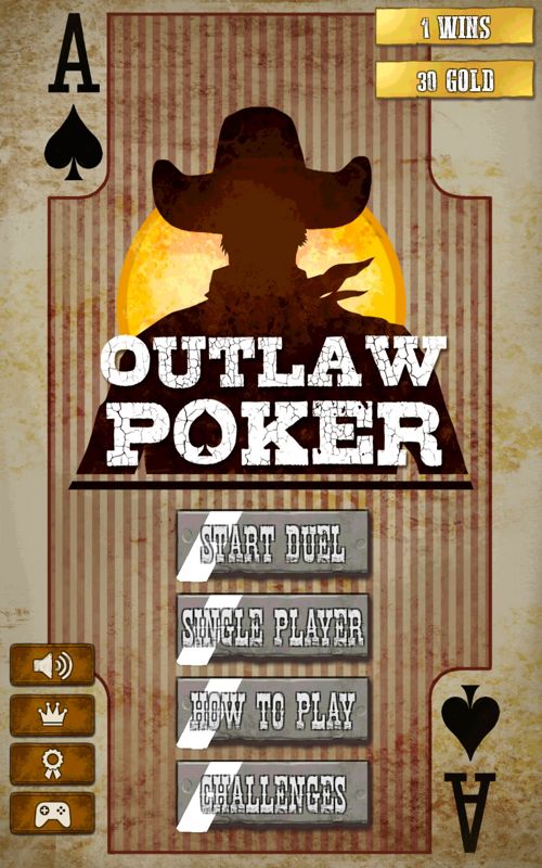 Outlaw Poker (Android) screenshot: Main menu