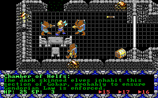 Prophecy (DOS) screenshot: Exploring the Goblin King's castle. Dark elves shoot arrows at intruders.