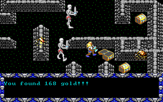 Prophecy (DOS) screenshot: In the maze under Nermon, on our way to Helfobia. These skeletons are weak enemies - at least for now...