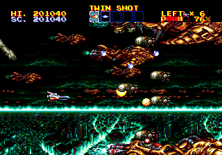 Lightening Force: Quest for the Darkstar (Genesis) screenshot: Through dragons and other creatures