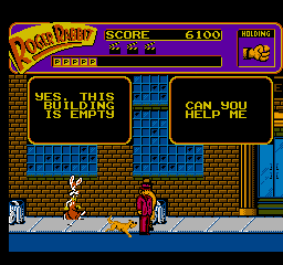 Who Framed Roger Rabbit (NES) screenshot: Believe it or not, this is actually useful information. I don't have to search here