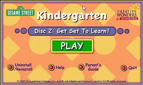Sesame Street: Kindergarten (Windows) screenshot: The start screen for Disc 2: Get Set To Learn