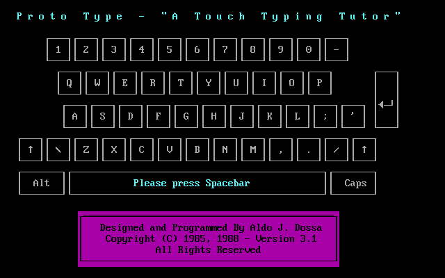 Proto Type (DOS) screenshot: Title screen