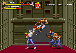 Streets of Rage 2 (Genesis) screenshot: Axel fighting in the elevator level