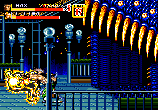 Streets of Rage 2 (Genesis) screenshot: Stage 3: Getting knifed by a punk and electrocuted by a dominatrix at the same time