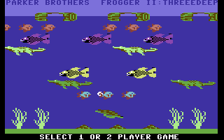 Frogger II: ThreeeDeep! (Commodore 64) screenshot: Title screen