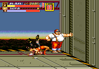 Streets of Rage 2 (Genesis) screenshot: Stage 7: After grabbing an enemy you can perform a suplex