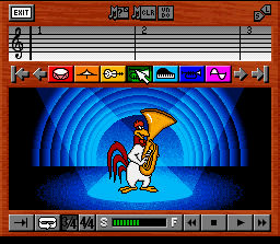 ACME Animation Factory (SNES) screenshot: Music: Choose which instrument and start playing