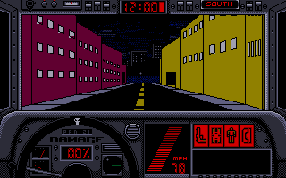 The Punisher (DOS) screenshot: Driving the Battle Van...where to go?