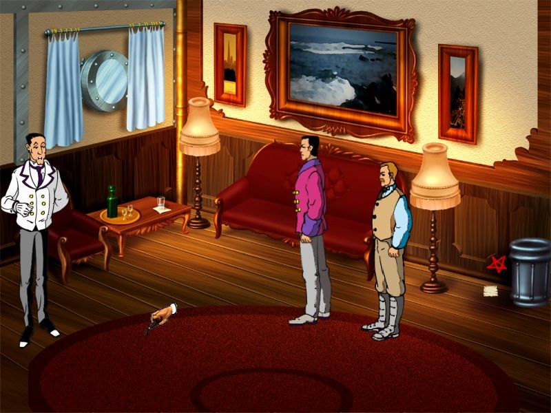 Sherlock Holmes: Vozvraschenie Moriarty (Windows) screenshot: The steward may help in the cabin of the ship from London to Mexico.
