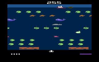 Frogger II: ThreeeDeep! (Atari 2600) screenshot: Make your way to the tugboat on the surface