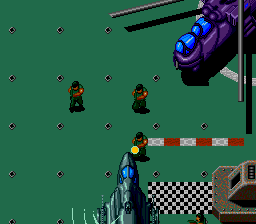 CrossFire (Genesis) screenshot: Flying the copter into the base.