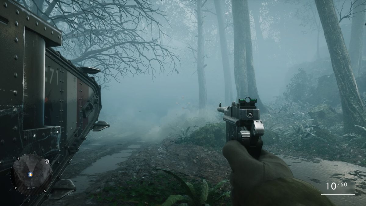 Battlefield 1 (PlayStation 4) screenshot: Clearing the path for your tank through the thick fog