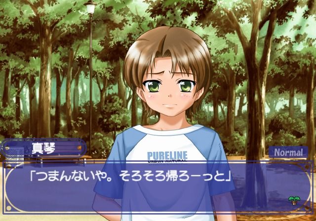 Love Songs Adv: Futaba Riho 14-sai - Natsu (PlayStation 2) screenshot: Talking to a kid at the park