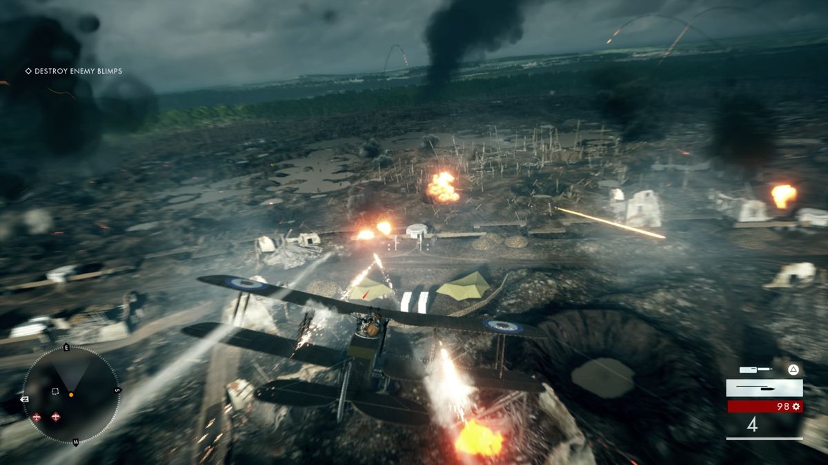 Battlefield 1 (PlayStation 4) screenshot: Firing missiles at ground targets