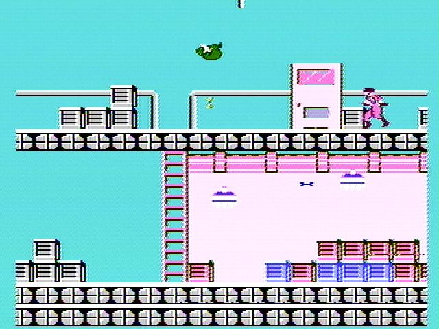 Silent Assault (NES) screenshot: Jumping over enemy fire