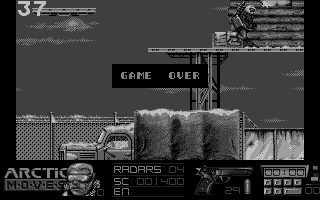 Arctic Moves (Atari ST) screenshot: Game over.