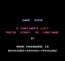 Who Framed Roger Rabbit (NES) screenshot: The continue & password screen