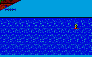 The Simpsons: Bart vs. the World (Atari ST) screenshot: Bart can't swim.