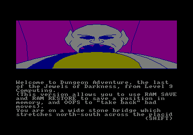 Jewels of Darkness (Amstrad CPC) screenshot: Starting screen for Dungeon Adventure