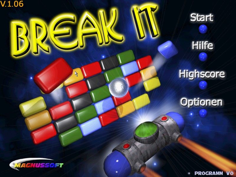 Break It (Windows) screenshot: Main menu