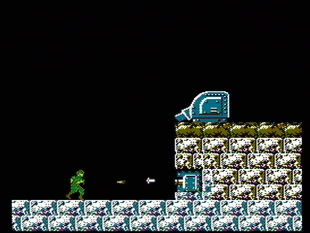 Silent Assault (NES) screenshot: Battling some cannons