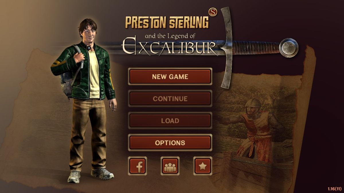 Preston Sterling and the Legend of Excalibur (Android) screenshot: Title Screen and Main Menu