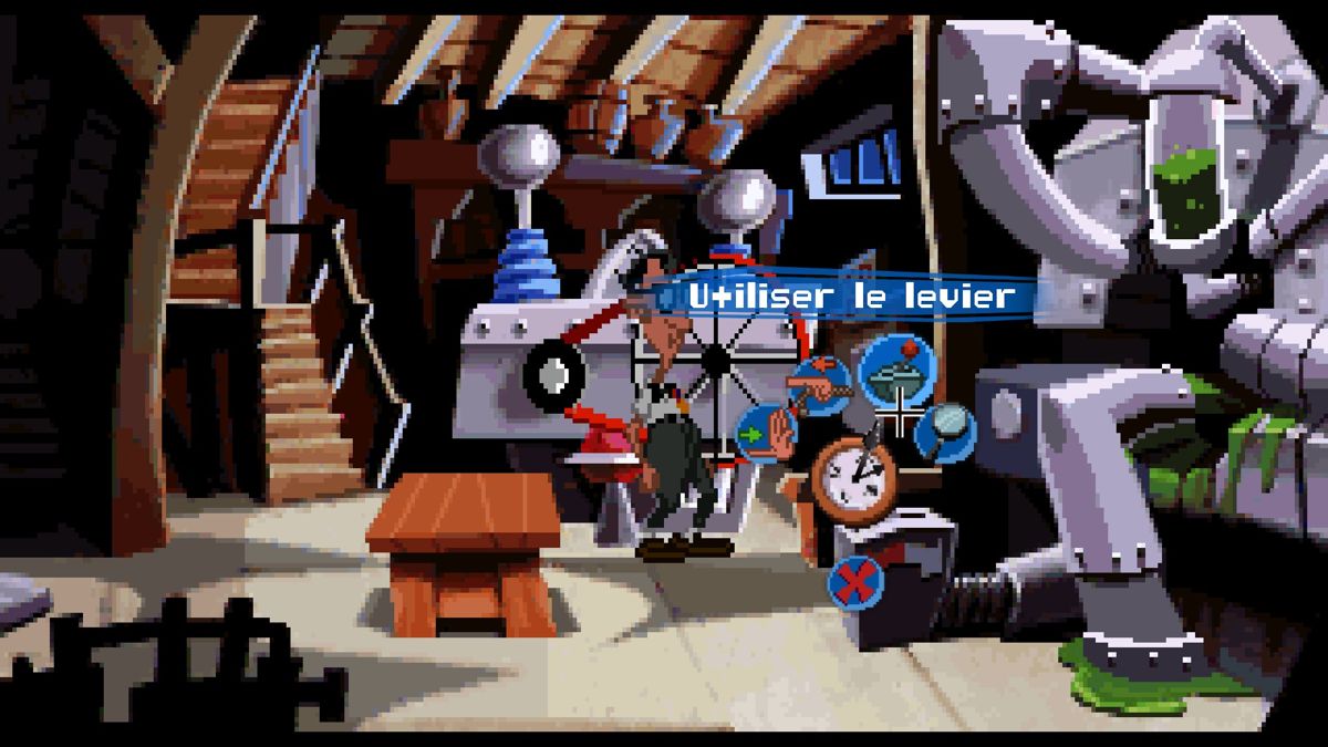 Day of the Tentacle: Remastered (Windows) screenshot: Bernard is in the present (Old Graphics, New UI)