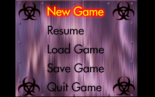 Quarantine (DOS) screenshot: Main menu