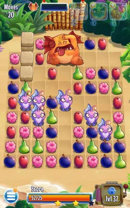 Fruit Nibblers (Android) screenshot: A defeated boss