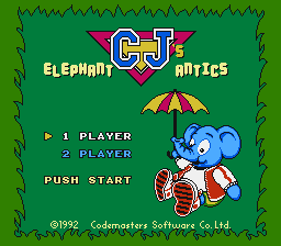 Quattro Arcade (NES) screenshot: C.J.'s Elephant Antics title screen