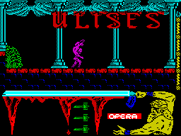 Ulises (ZX Spectrum) screenshot: Later in the game there's a temple to fight through ...