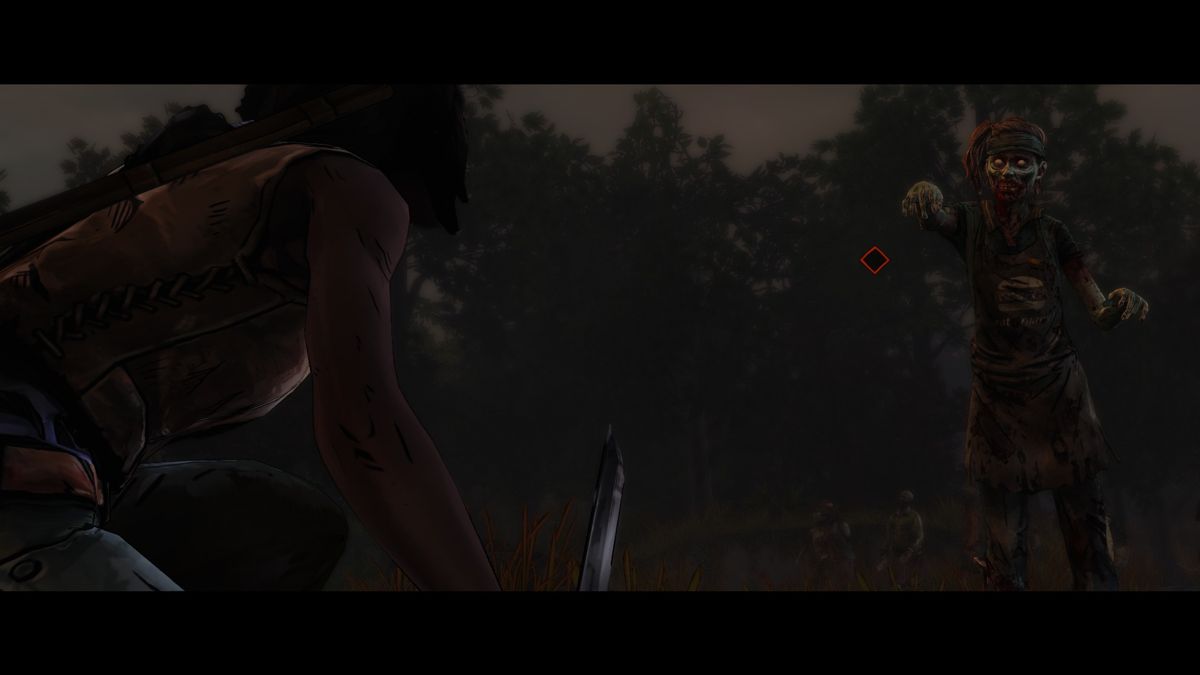 The Walking Dead: Michonne (Windows) screenshot: Episode 2 - Pursuers from one side, undead from another, this will require some planning to escape alive