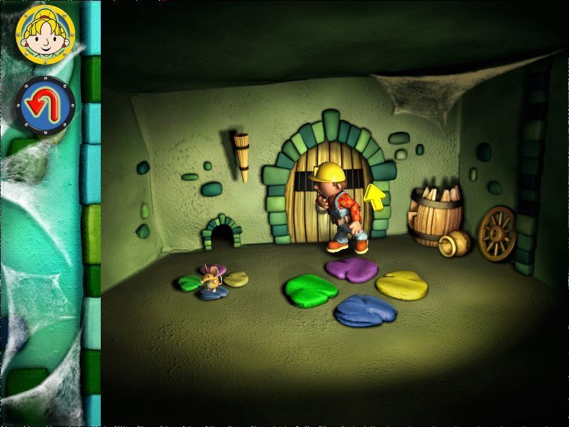 Bob the Builder: Bob's Castle Adventure (Windows) screenshot: Stepping Stones: This is a 'Simon Says' game where Bob must replicate the pattern shown him by the mouse